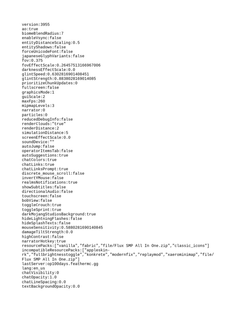 Minecraft Configuration Settings Guide | PDF