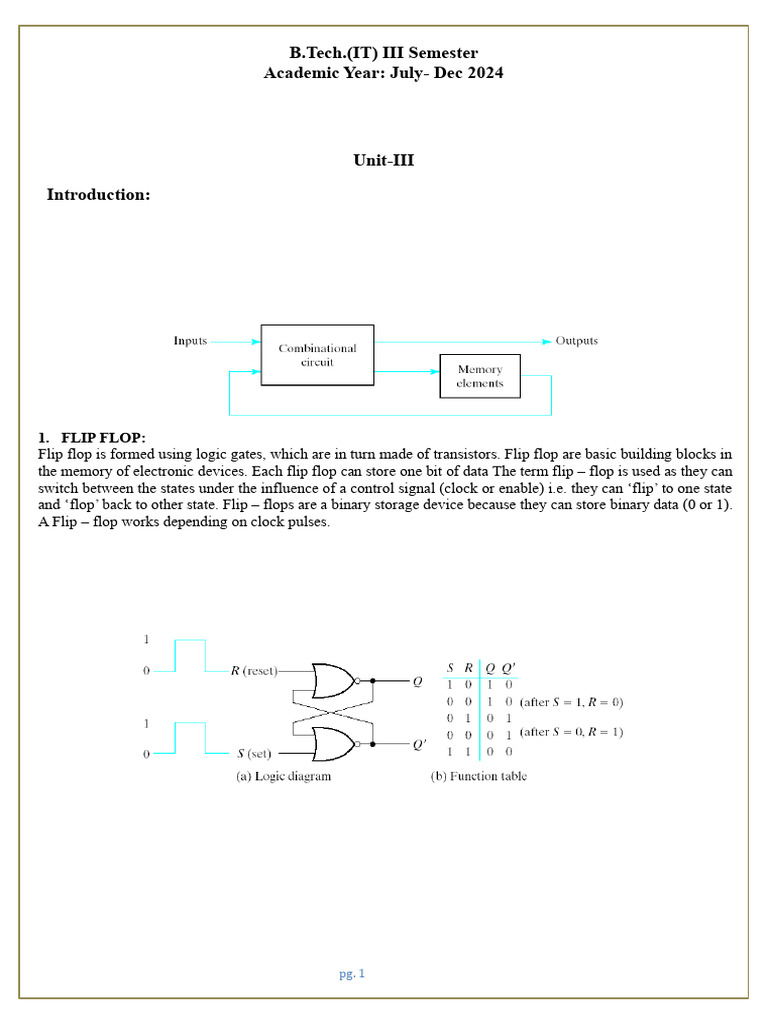Digital Electronics: Flip-Flops Explained | PDF | Electronics ...