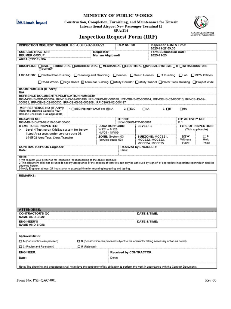 IRF CBHS 02 000221 Rev.00 | PDF