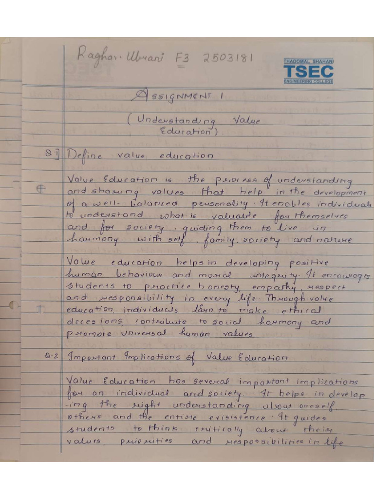UHV Assignment | PDF