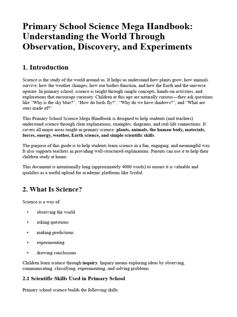 Primary School Science Handbook | PDF | Plants | Human Body