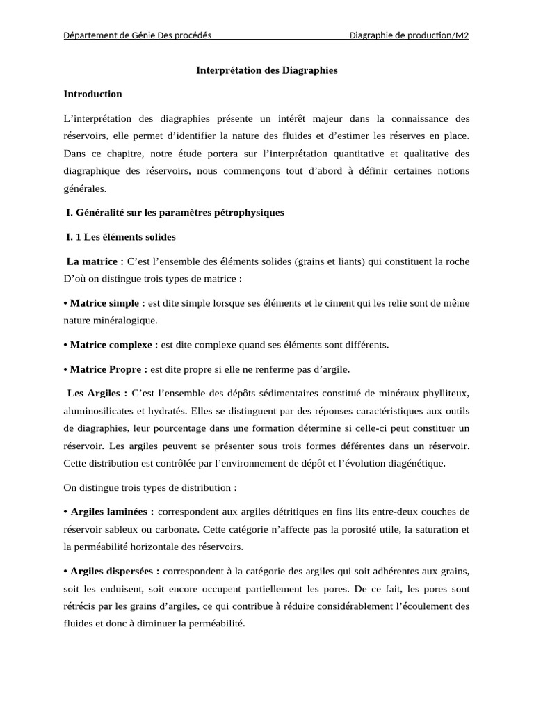 Interprétation des Diagraphies Pétrolières | PDF | Porosité