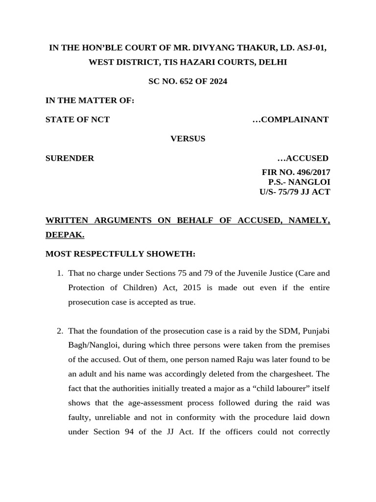 Defense Arguments in JJ Act Case | PDF | Assault | Prosecutor