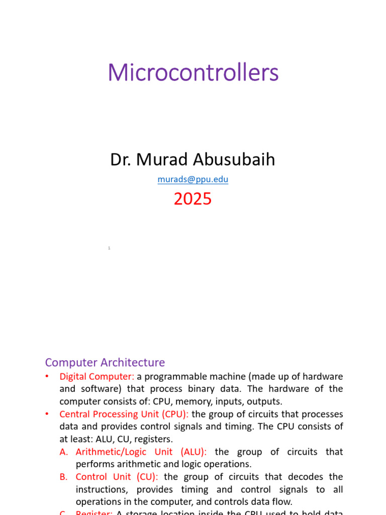Understanding Microcontrollers Basics | PDF | Central Processing Unit ...