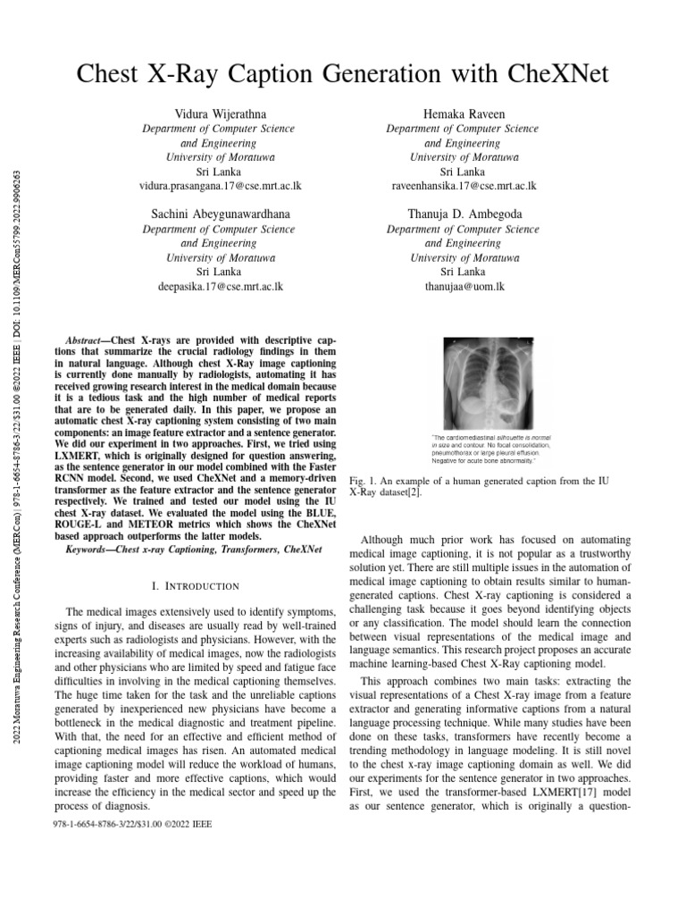 Chest X Ray Caption Generation With Chexnetpdf | PDF | Machine Learning ...