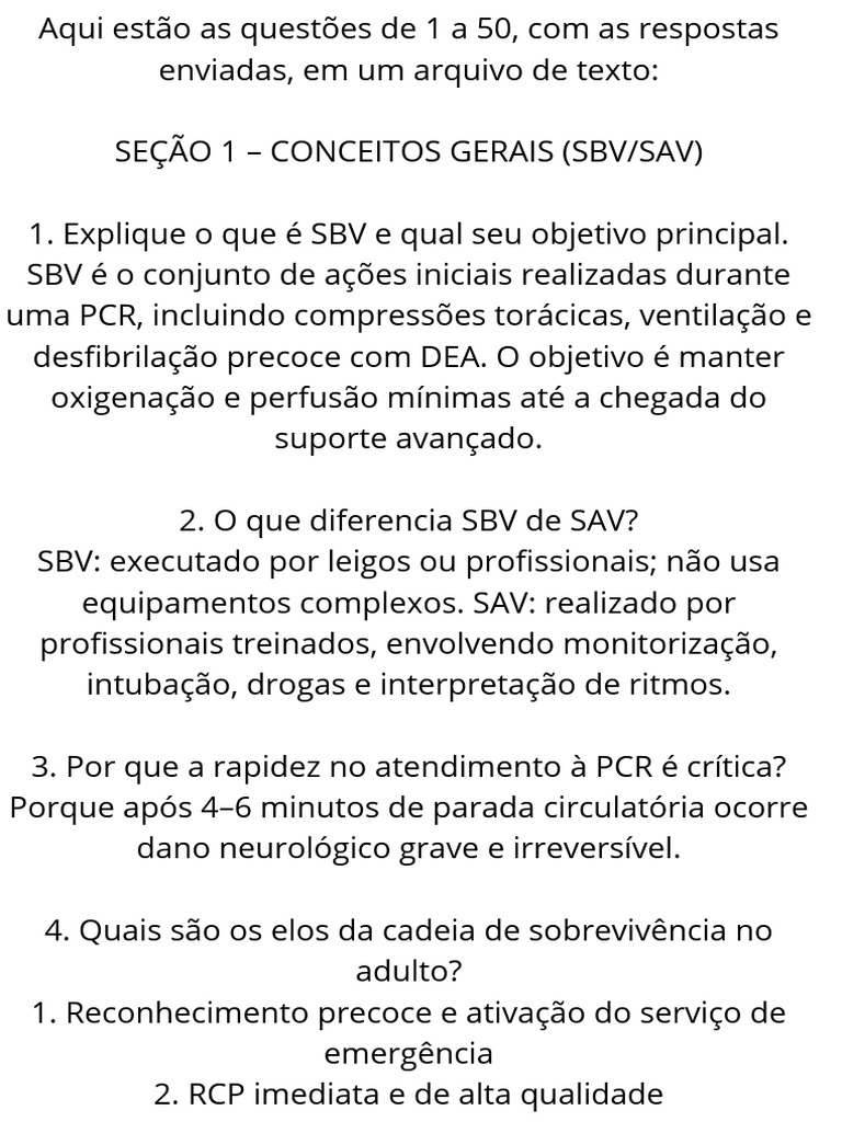 Guia Completo de SBV e SAV | PDF | Queimadura | Reanimação cardiopulmonar