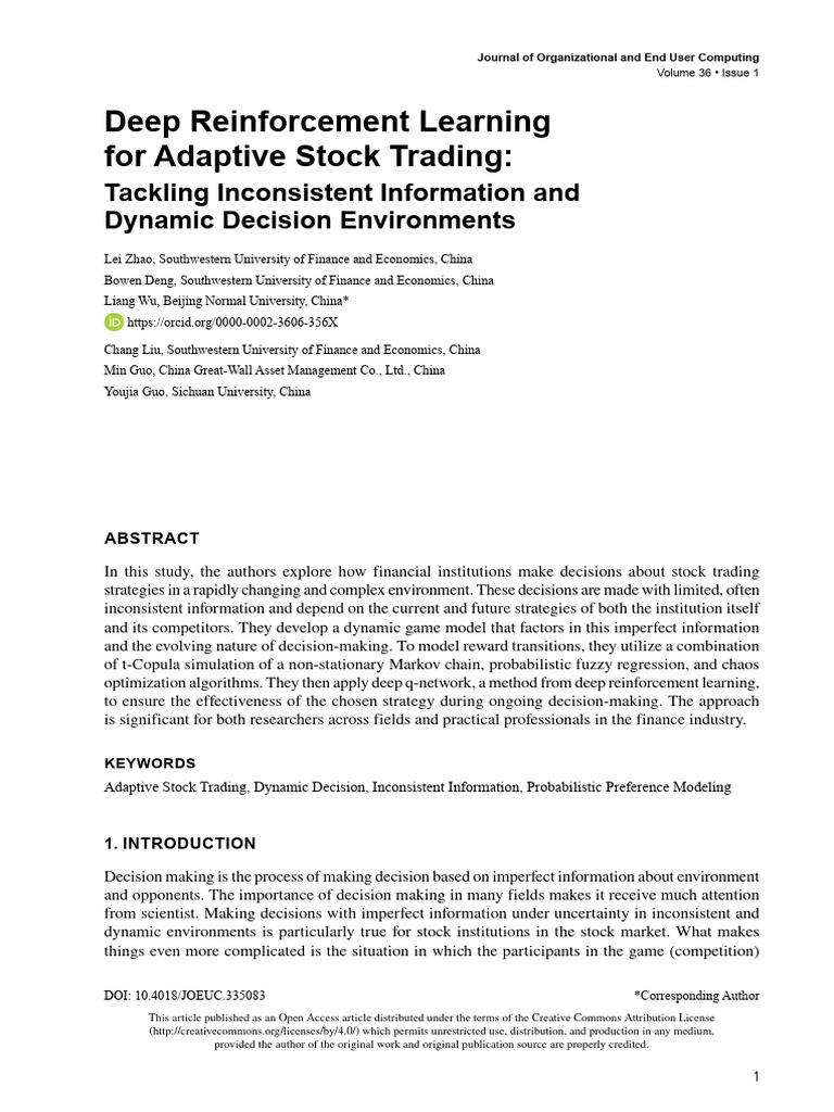 Deep Reinforcement Learning For Adaptive Stock Tra | PDF | Markov Chain ...