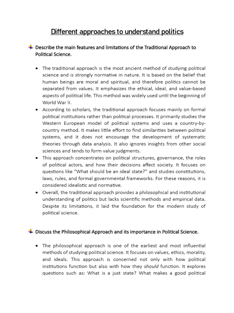 Understanding Political Science Approaches | PDF | Science | Institution
