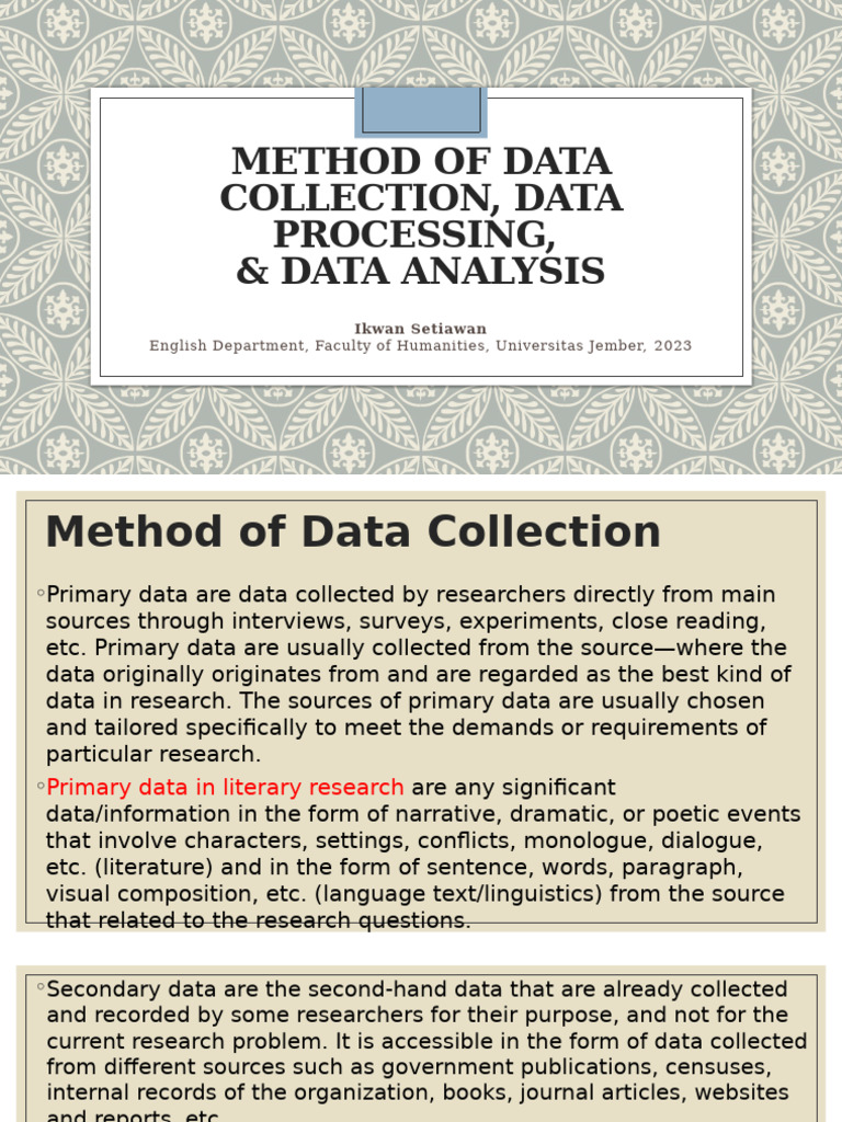 Method of Data Collection, Processing, and Analysis | PDF | Data | Analysis