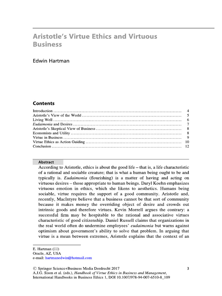 Session 4 - Reading 1 - Aristotle - S Virtue Ethics | PDF