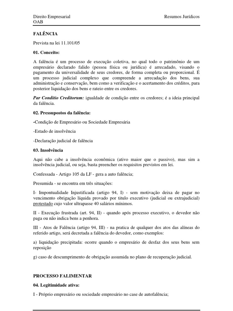 Falência e Recuperação Judicial Empresarial | PDF | Insolvência | Falência