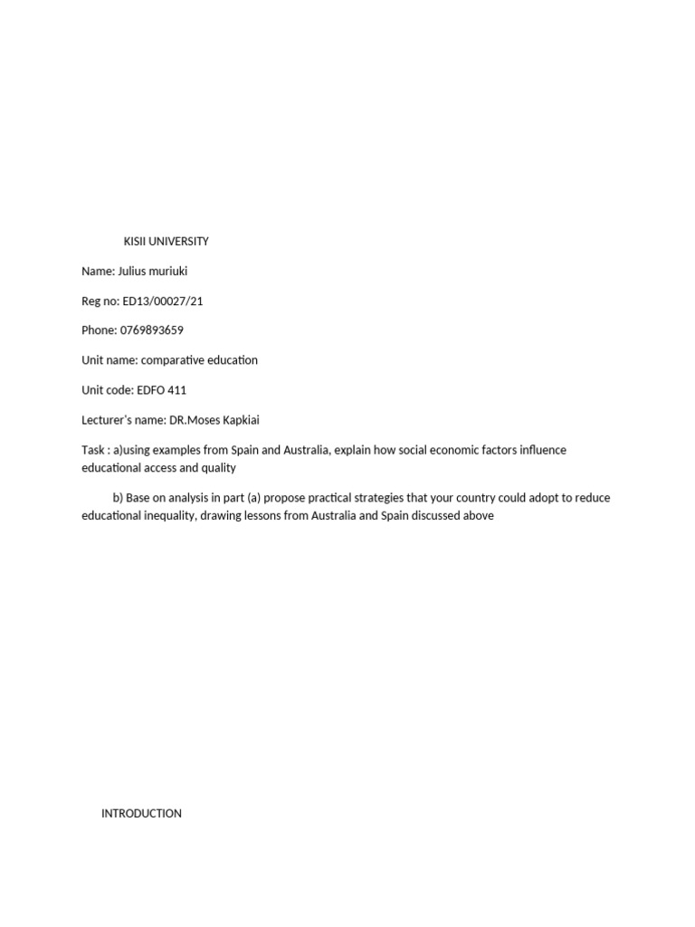 Edfo 411 Assignment | PDF | Economic Inequality | Discrimination & Race ...