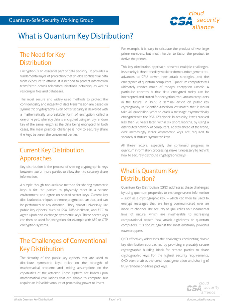 Understanding Quantum Key Distribution | PDF | Key (Cryptography ...