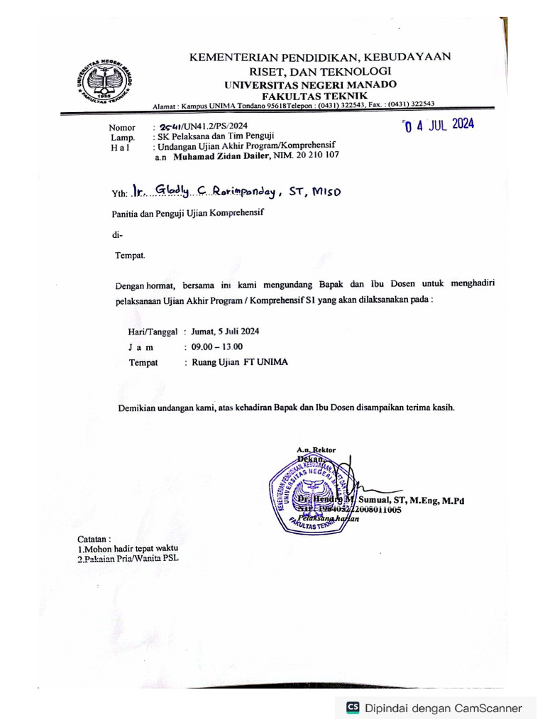 Undangan Ir. Gladly C Rorimpandey, ST, MISD | PDF
