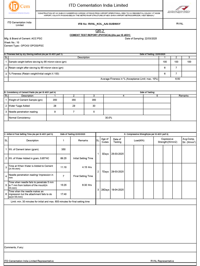 Cement Test | PDF
