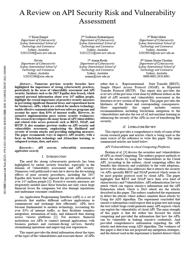 API Security Risks and Vulnerability Review | PDF | Security | Computer ...
