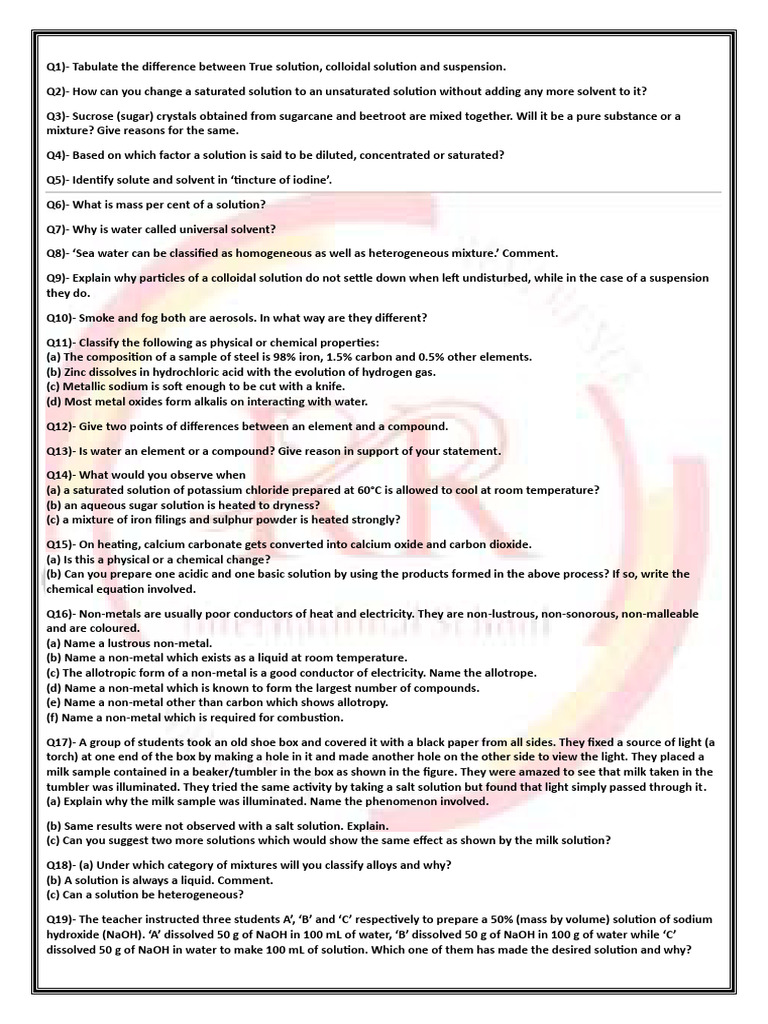 Is Matter Ch2 Chem Worksheet | PDF | Sodium Hydroxide | Solubility