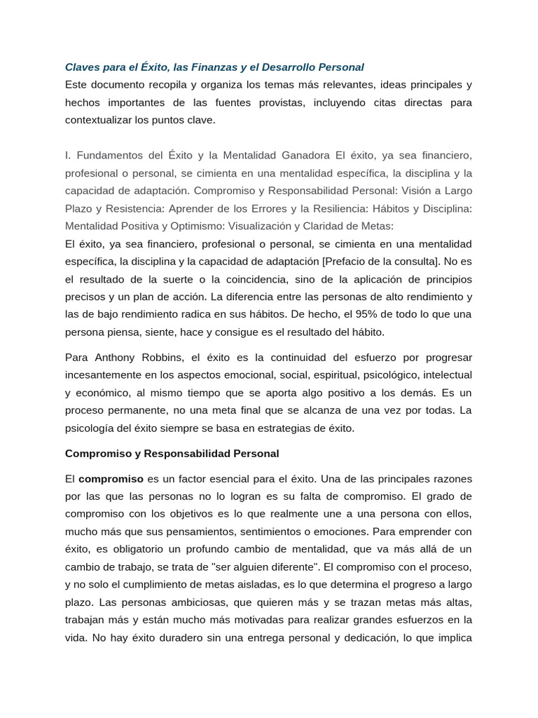 Claves para El Éxito, Las Finanzas y El Desarrollo Personal 1 | PDF ...