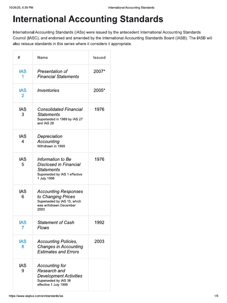 International Accounting Standards | PDF