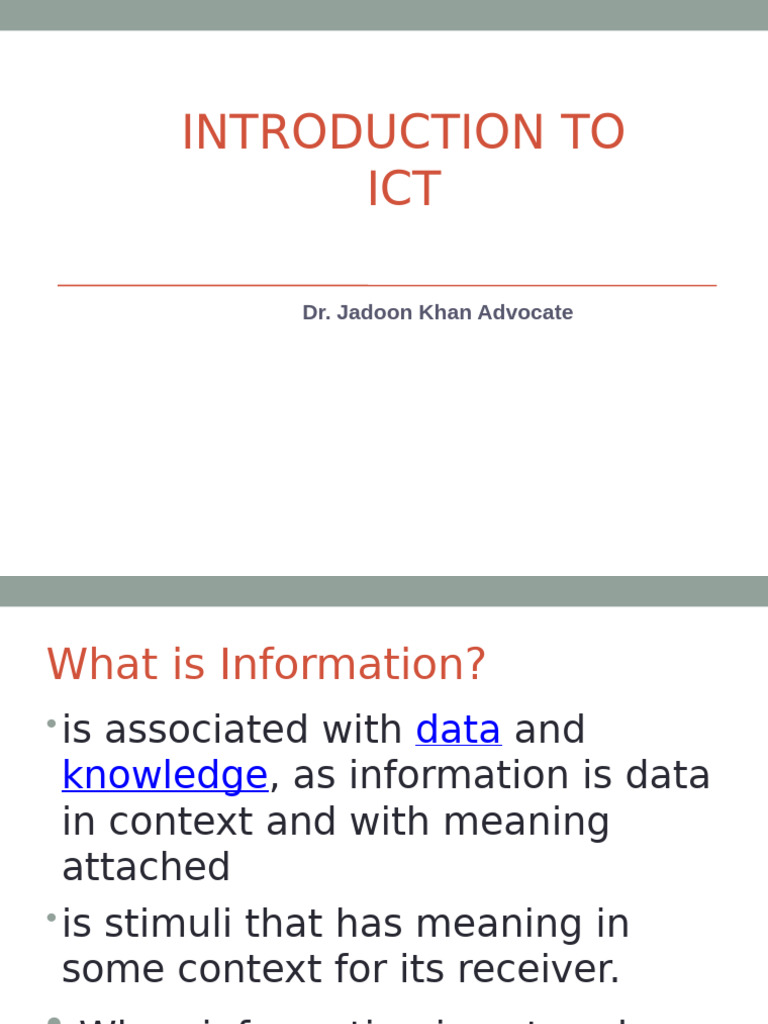 Introduction to Information and Communication Technology | PDF ...