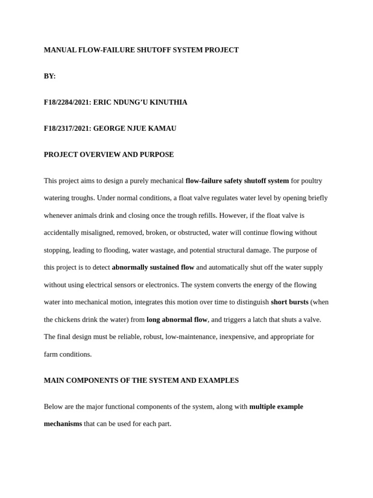 Mechanical Flow-Failure Shutoff System | PDF | Valve | Actuator