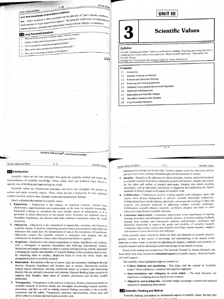 GE3791 - Human Values and Ethics - Material 1 - Unit 3 | PDF