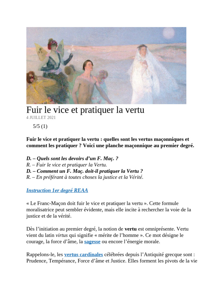 Vertus maçonniques : fuir le vice | PDF | Vertu | Spiritualité