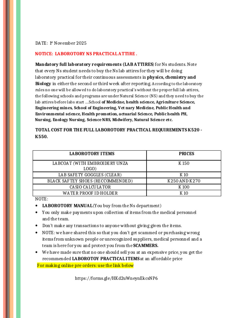 Ns Lab Practical Requirements (First Year ) | PDF