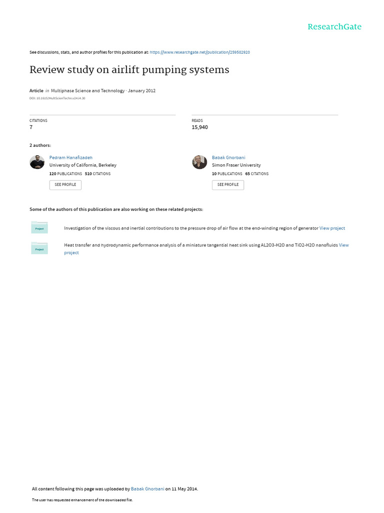 Airlift Pumping Systems Review Study | PDF | Fluid Dynamics | Pump