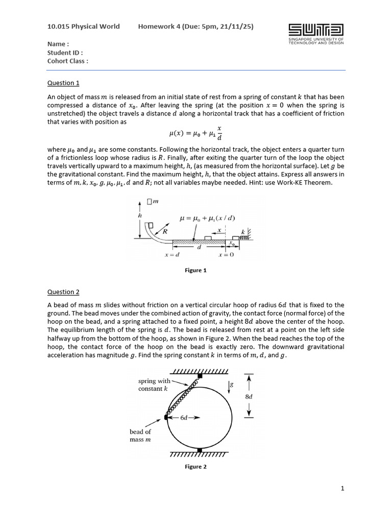Physics Homework 4: Mechanics Problems | PDF | Force | Mass