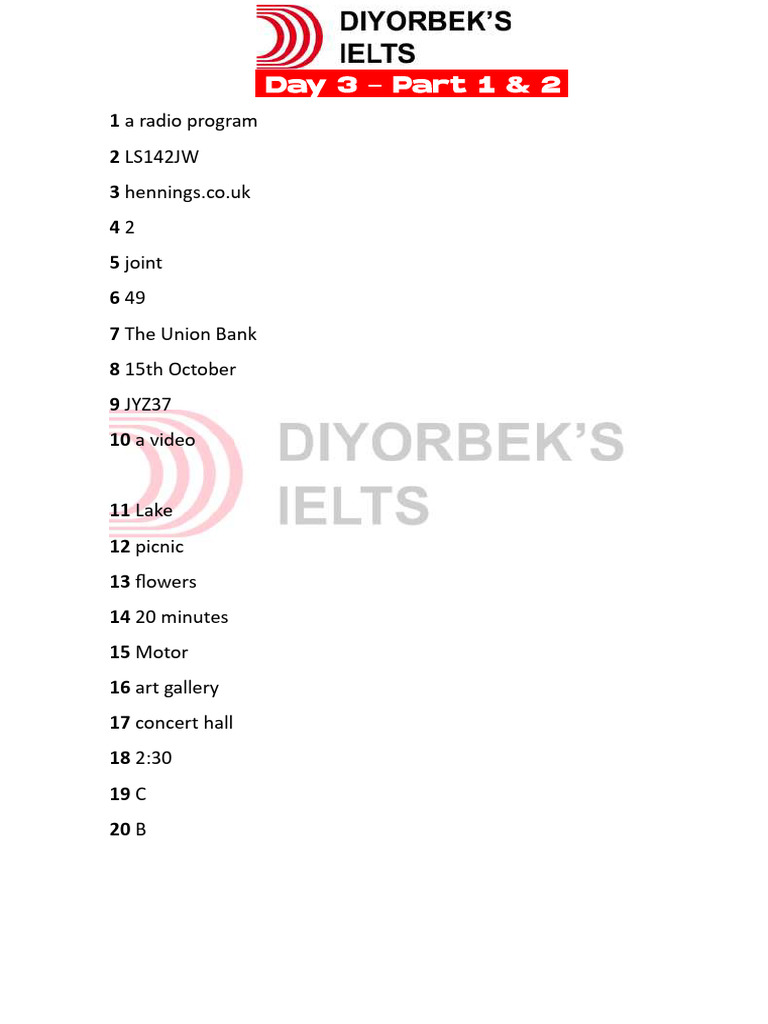 Day 3 - Part 1 & 2 Keys | PDF