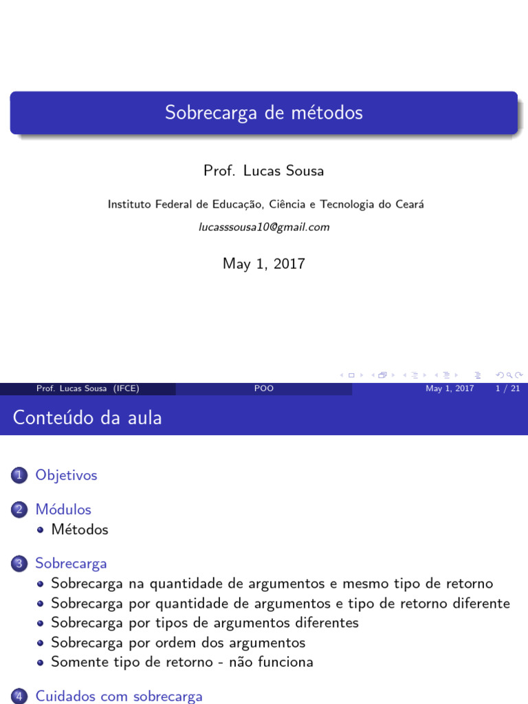 Sobrecarga de Métodos em Java | PDF | Programação orientada a objetos ...