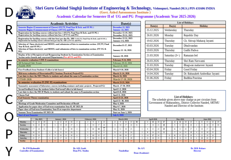 Academic Calendar 2025-26: UG & PG | PDF | Academic Term | Academia