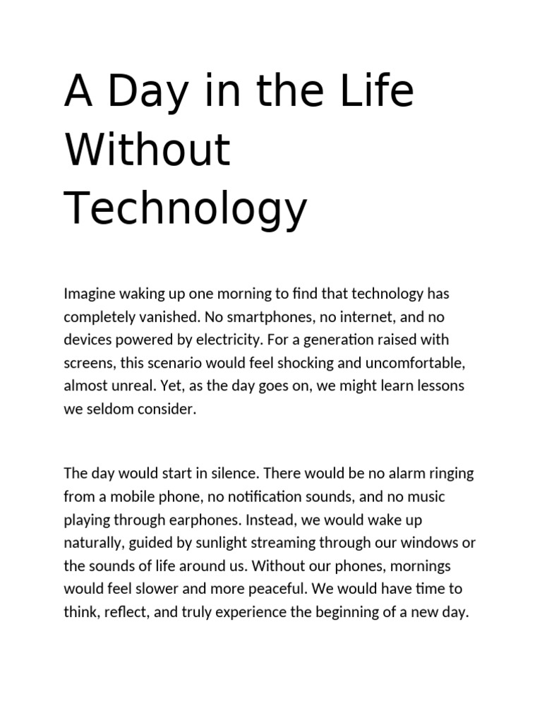 A Day in The Life Without Technology | PDF | Telephone | Communication