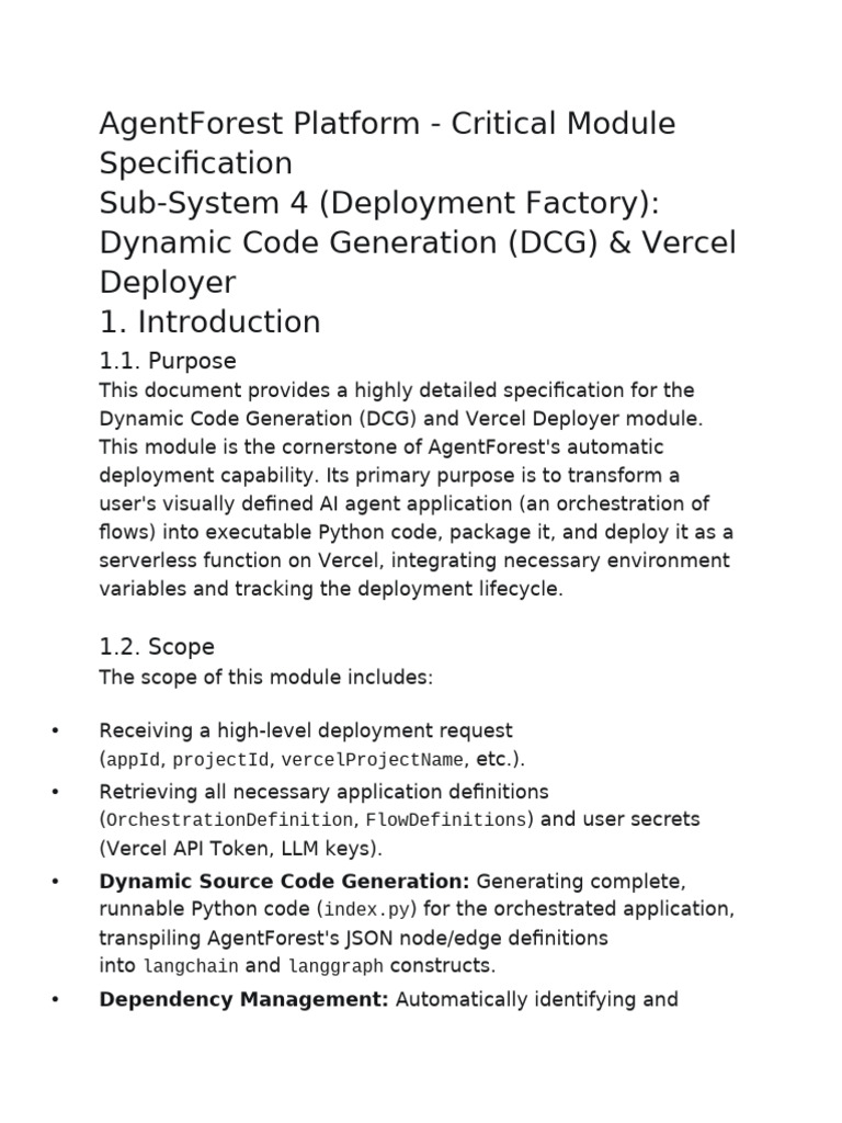 Dynamic Code Generation (DCG) & Vercel Deployer Docs | PDF | Python ...