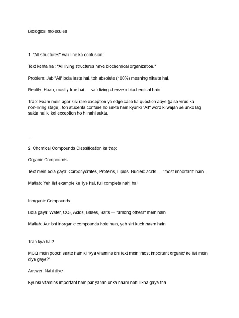 Biological Molecules (Part 1) | PDF | Carbohydrates | Nucleotides