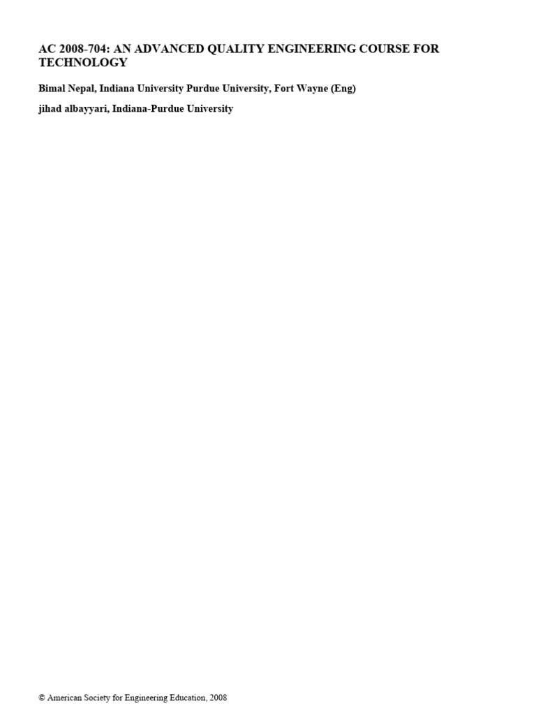 Advanced Quality Engineering Course | PDF | Statistics | Experiment