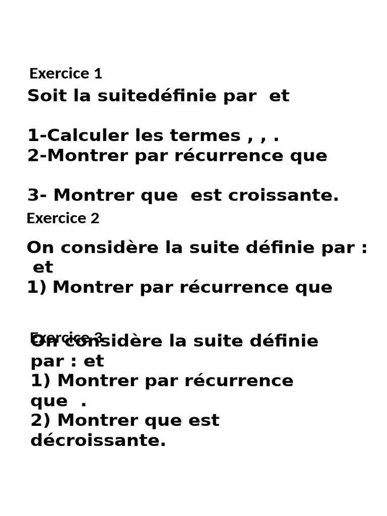 Suites : Récurrence et Propriétés | PDF
