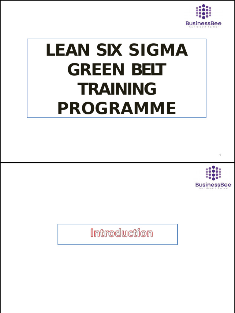 Lean Six Sigma Green Belt Training Guide | PDF | Six Sigma | Project ...