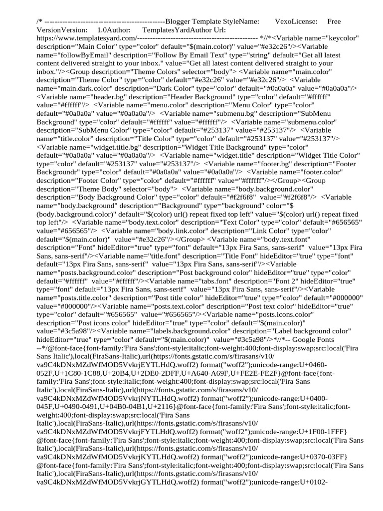 Vexo Blogger Template Overview | PDF | Typefaces | Html Element
