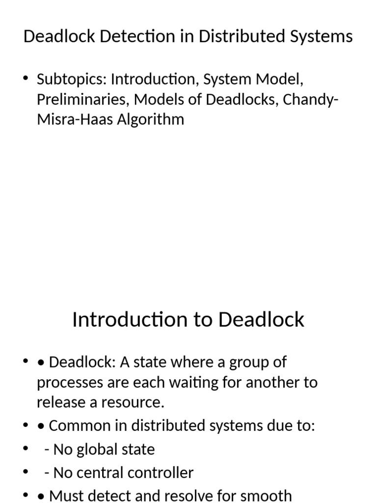 Deadlock Detection in Distributed Systems | PDF | Distributed Computing ...