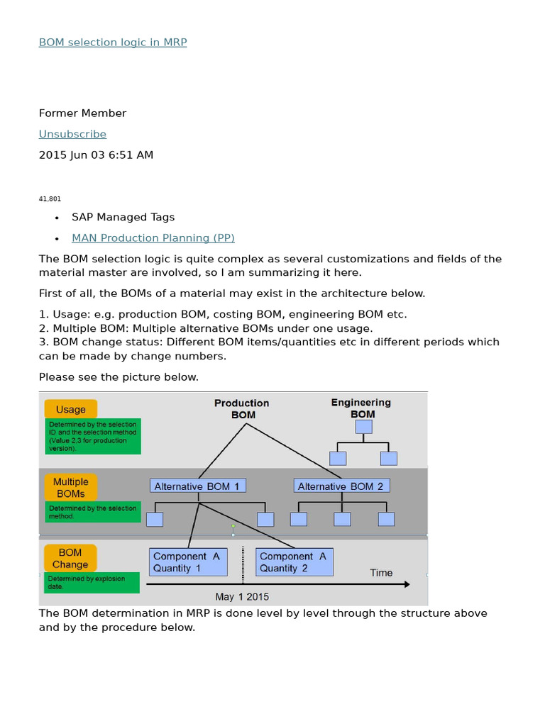 BOM Selection Logic in MRP Explained | PDF