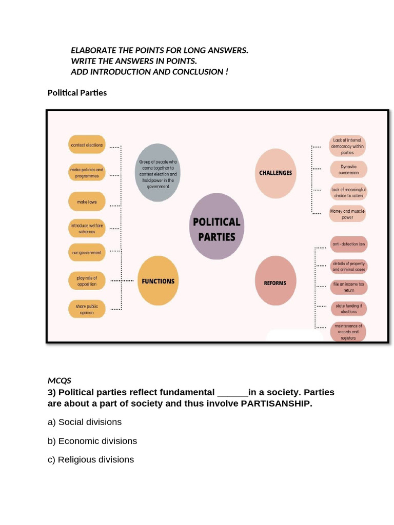 Functions and Reforms of Political Parties | PDF | Political Parties ...