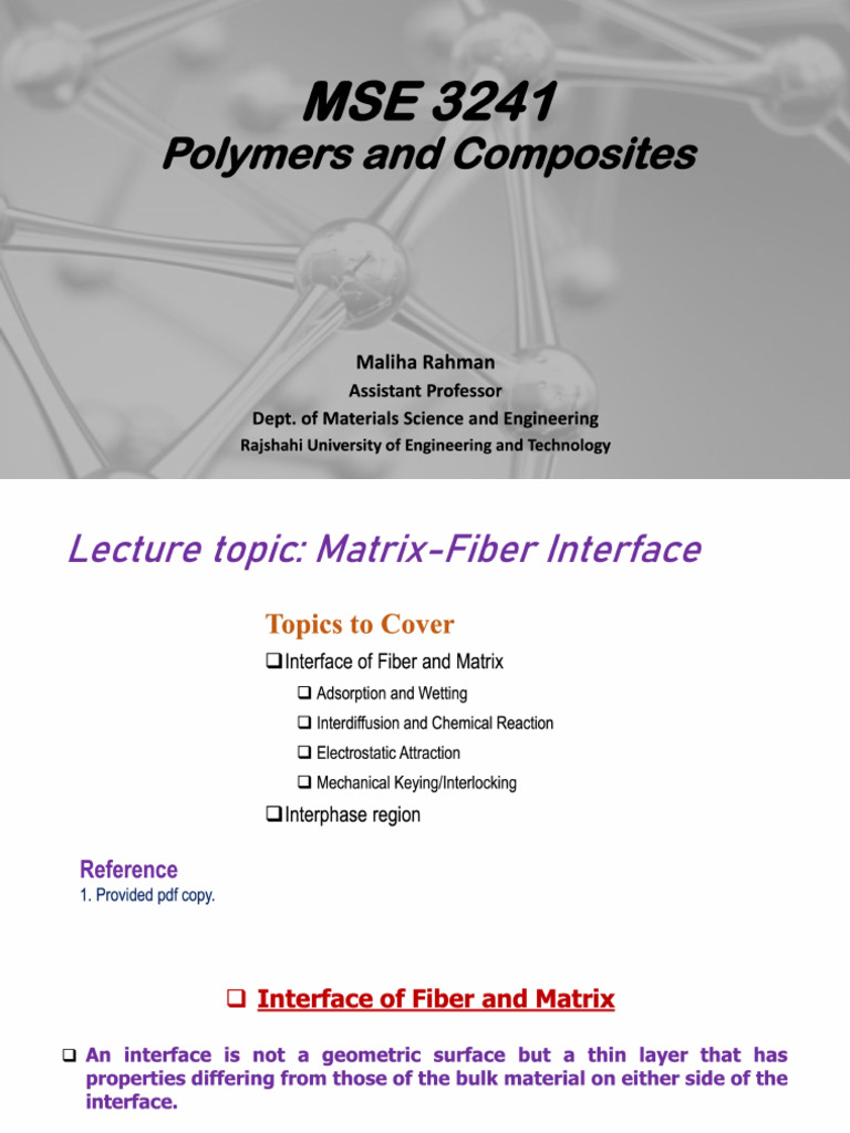 L7 (Matrix-Fiber Interface) | PDF | Adhesion | Composite Material