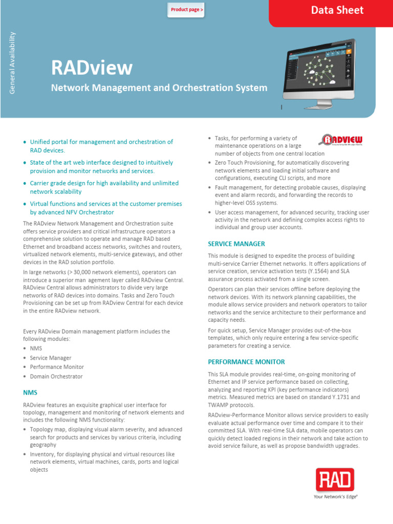 RADview Network Management System | PDF | Computer Network | Operating ...