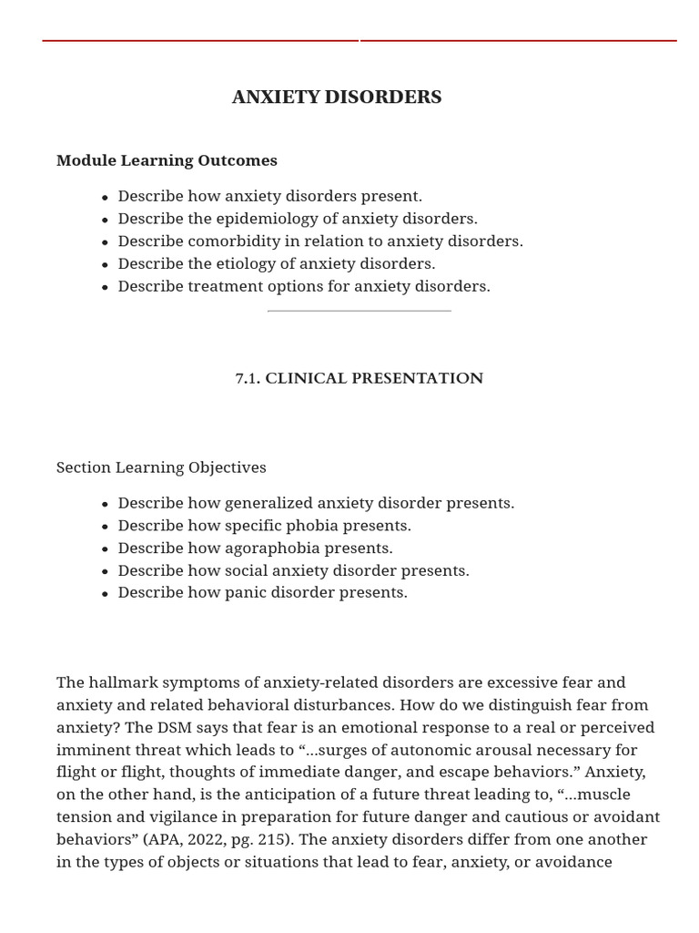 Understanding Anxiety Disorders Overview | PDF | Anxiety | Phobia