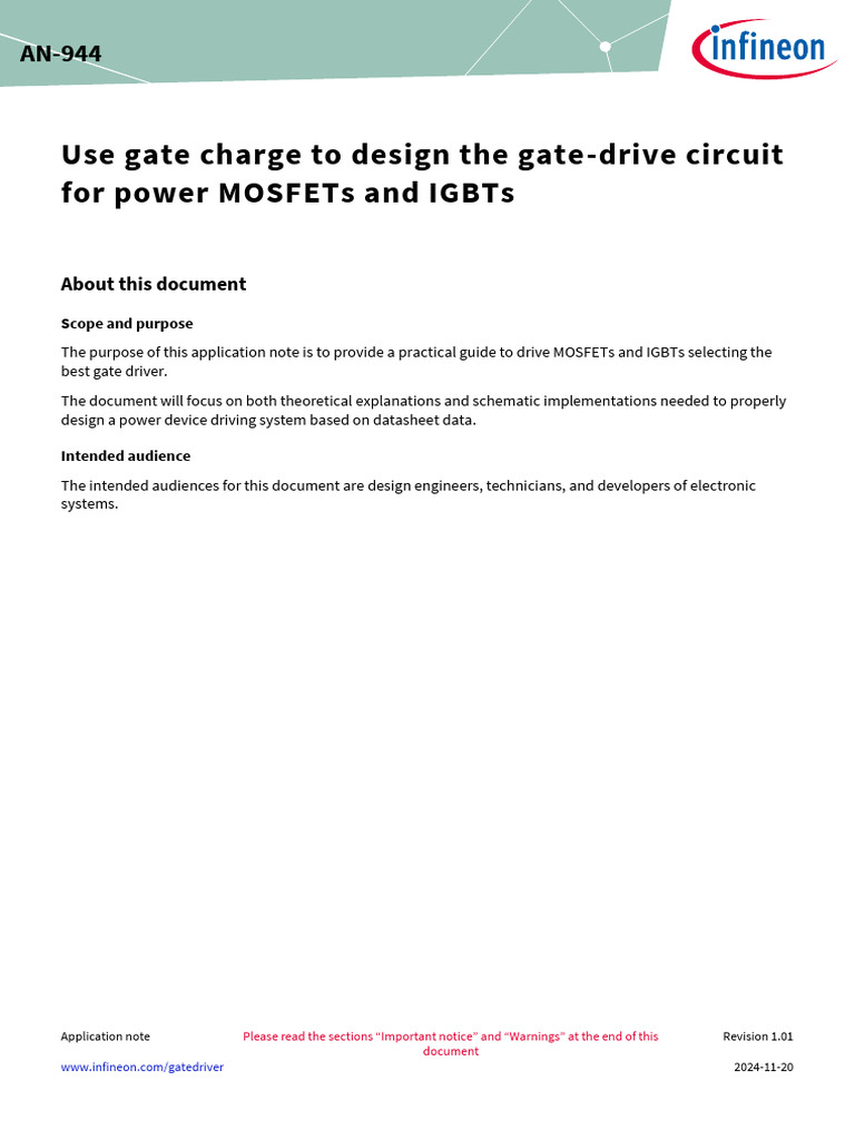 Infineon Use Gate Charge To Design The Gate Drive Circuit For Power ...