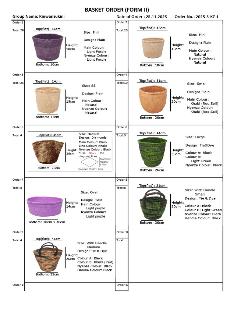 Basket Order Forms (2025) - Order Form (25.11-KZ-1) | PDF