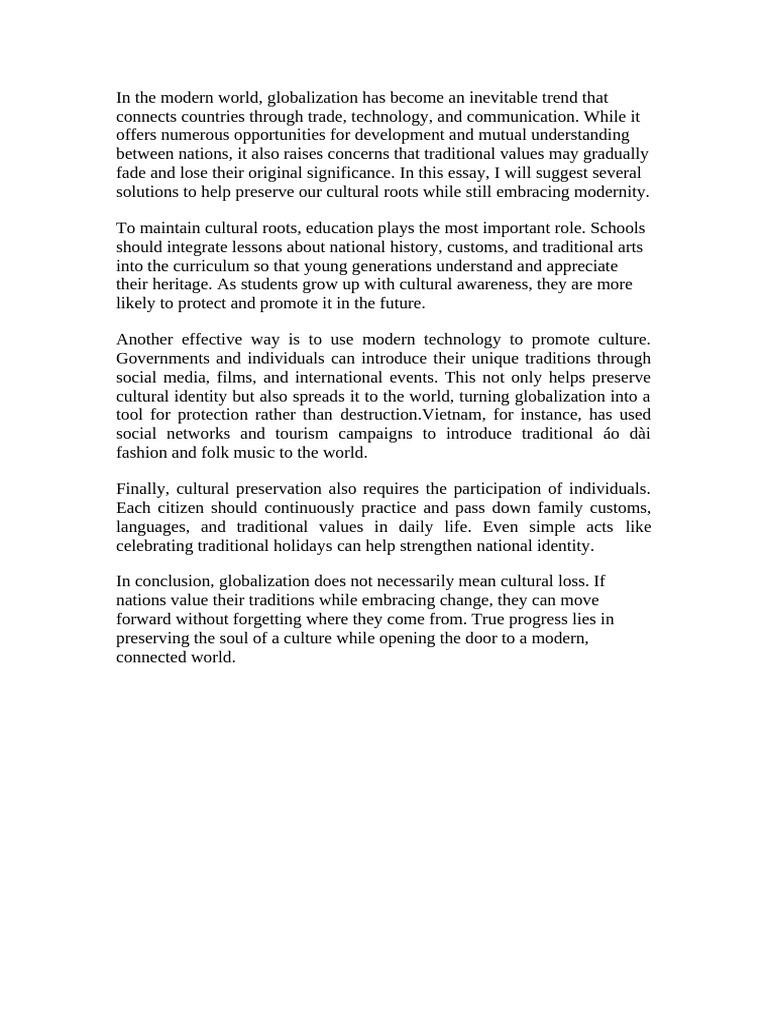 Preserving Culture in a Globalized World | PDF