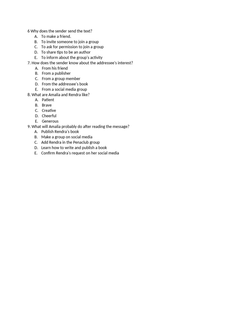 Text Message Purpose and Responses | PDF